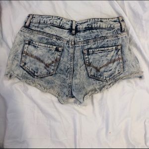 Acid wash jean shorts